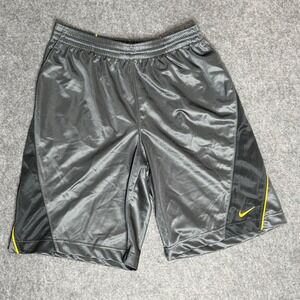 Nike Basketball Shorts Mens XL Charcoal Grey Black Yellow Dazzle Mesh Athletic